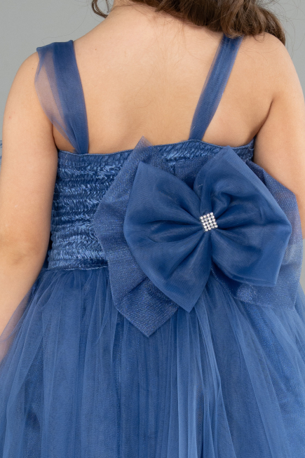 Abendkleid für Kinder Vorne Kurz-Hinten Lang Indigo ABO129