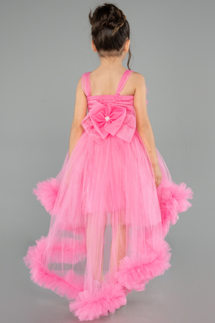 Abendkleid für Kinder Vorne Kurz-Hinten Lang Rosa ABO130