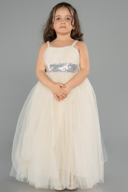 Beige Abendkleid Für Kinder Lang ABU3031