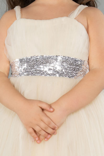 Beige Abendkleid Für Kinder Lang ABU3031