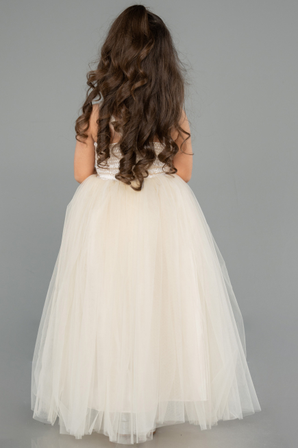 Beige Abendkleid Für Kinder Lang ABU3031