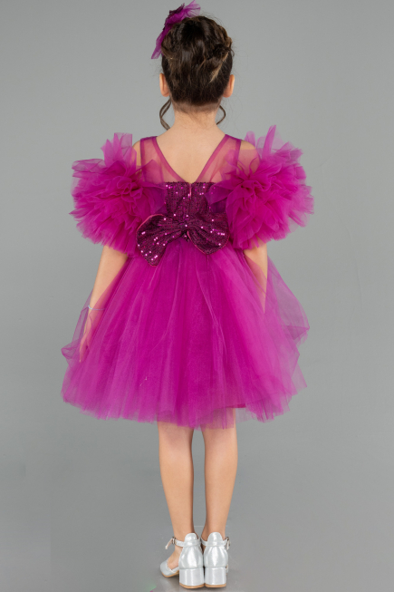 Abendkleid für Kinder Kurz Fuchsie ABK2572