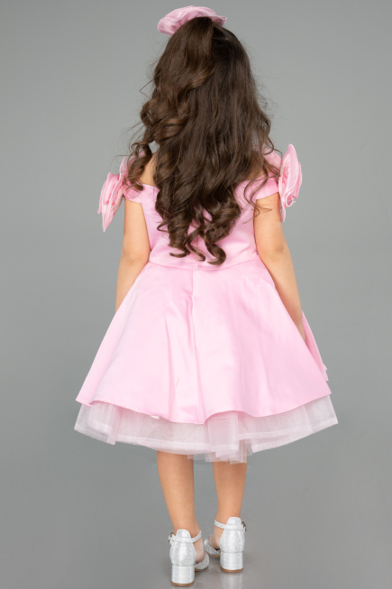 Abendkleid für Kinder Kurz Satin Rosa ABK2573