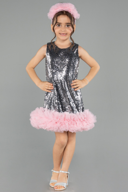 Abendkleid für Kinder Kurz Anthrazit ABK2574