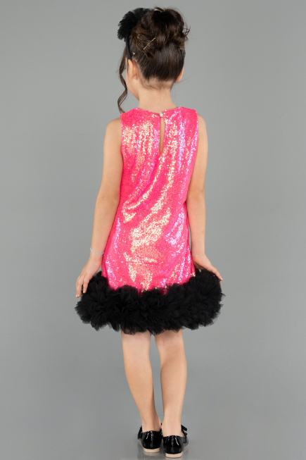 Abendkleid für Kinder Kurz Fuchsie ABK2574