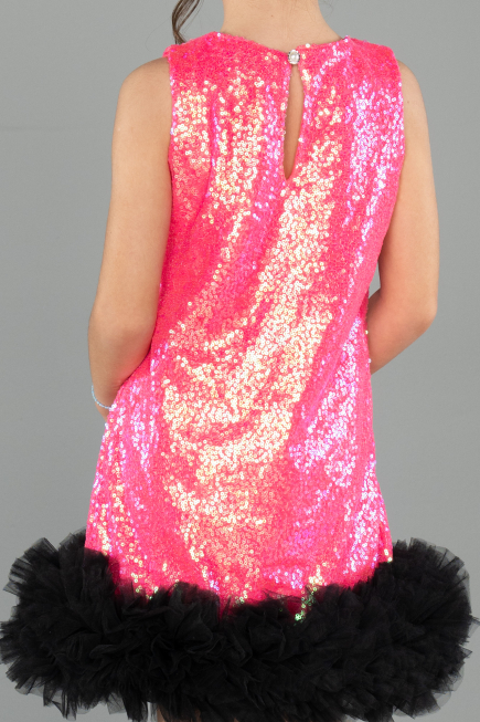 Abendkleid für Kinder Kurz Fuchsie ABK2574