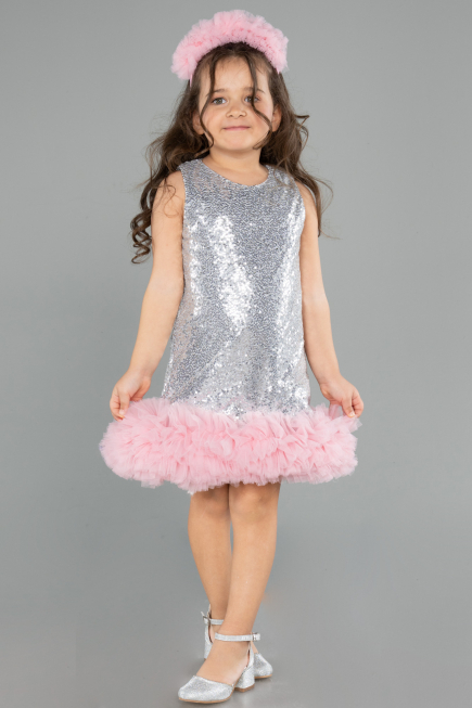 Abendkleid für Kinder Kurz Silber ABK2574