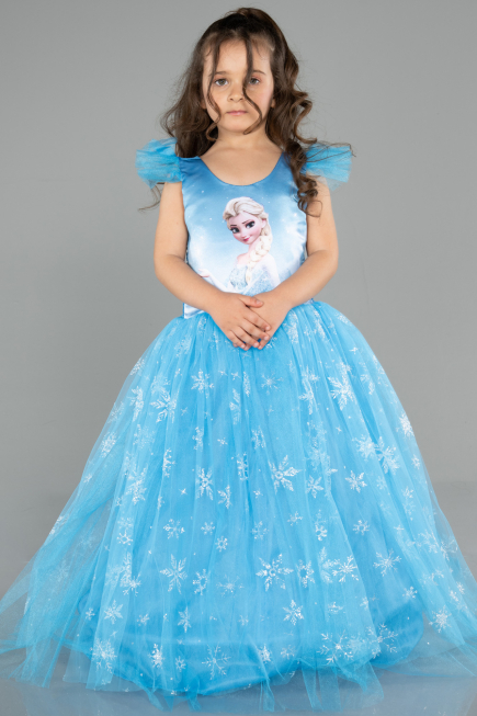 Abendkleid für Kinder Lang Blau ABU5907