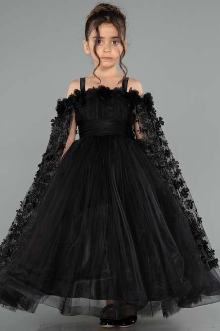Brautkleid für Kinder Lang Schwarz ABG179