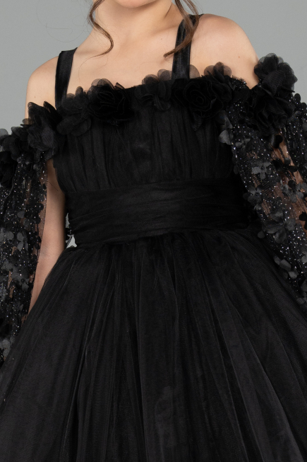 Brautkleid für Kinder Lang Schwarz ABG179