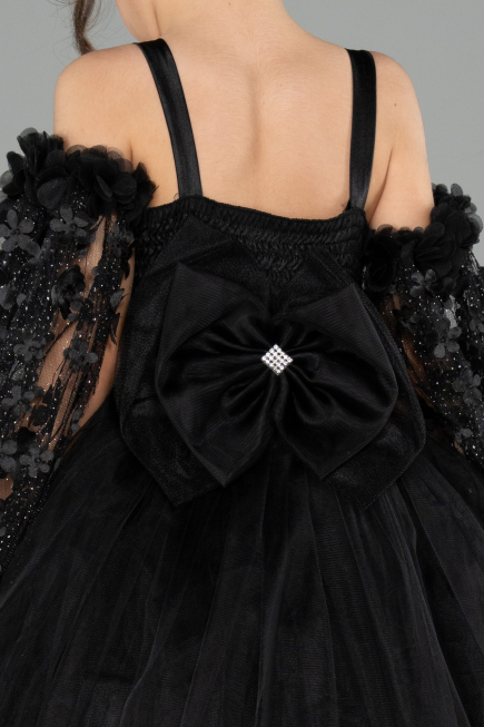 Brautkleid für Kinder Lang Schwarz ABG179