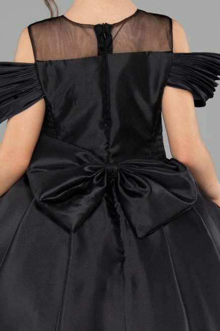 Brautkleid für Kinder Lang Satin Schwarz ABG176