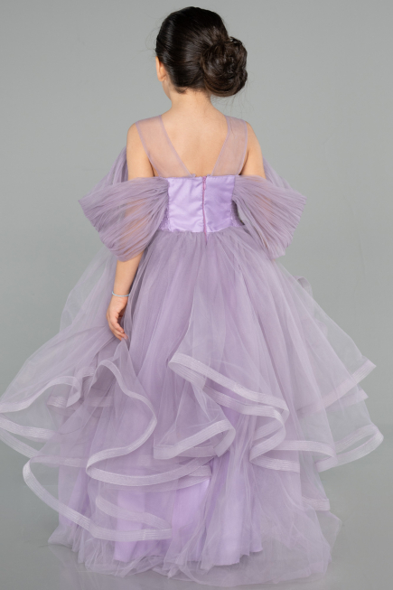 Abendkleid für Kinder Vorne Kurz-Hinten Lang Lila ABO127
