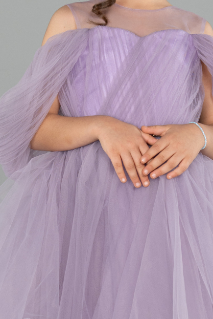 Abendkleid für Kinder Vorne Kurz-Hinten Lang Lila ABO127