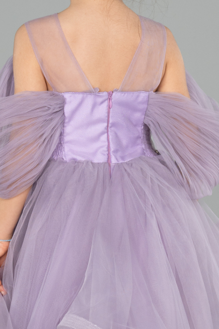 Abendkleid für Kinder Vorne Kurz-Hinten Lang Lila ABO127