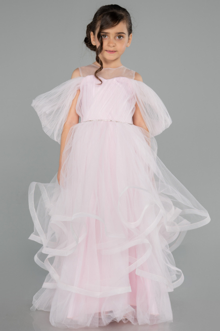 Abendkleid für Kinder Vorne Kurz-Hinten Lang Puder ABO127