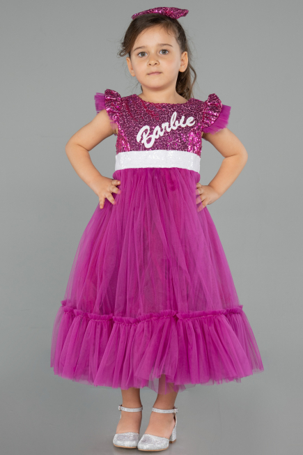 Abendkleid für Kinder Lang Fuchsie ABU4033
