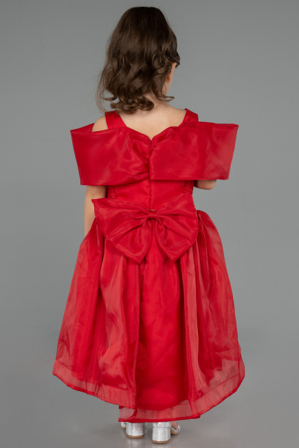 Abendkleid für Kinder Vorne Kurz-Hinten Lang Rot ABO107