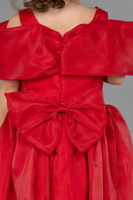 Abendkleid für Kinder Vorne Kurz-Hinten Lang Rot ABO107
