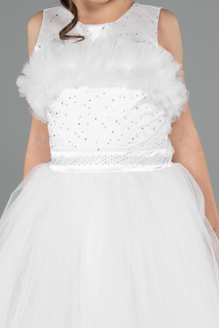 Abendkleid für Kinder Lang Weiß ABU3909