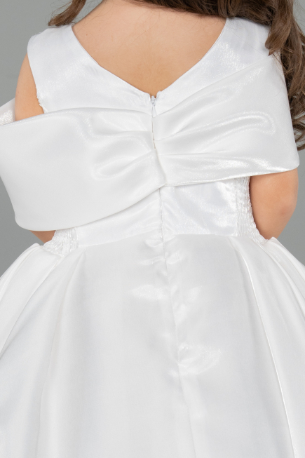 Brautkleid für Kinder Lang Satin Weiß ABG172