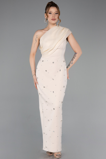 Beige Partykleid Midi ABK2337