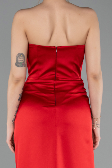 Abschlusskleid Lang Satin Rot ABU5923