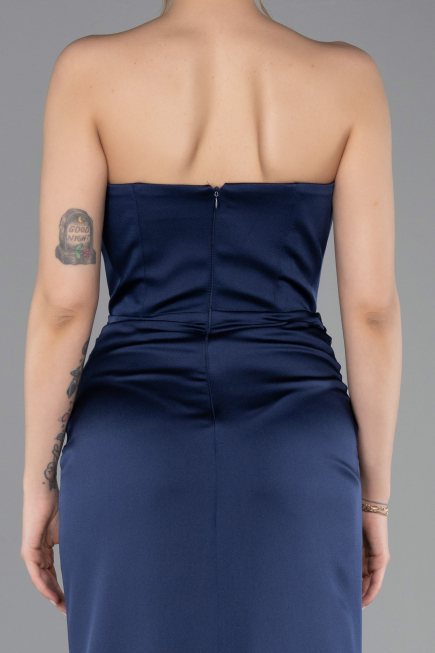 Abschlusskleid Lang Satin Marineblau ABU5923