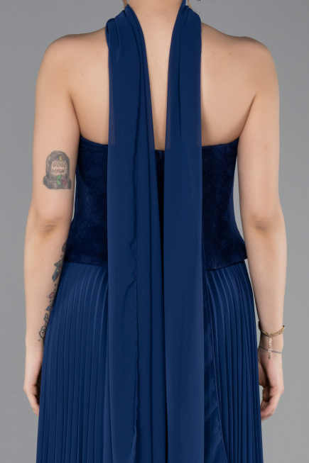 Abendkleid Lang Chiffon Marineblau ABU5917