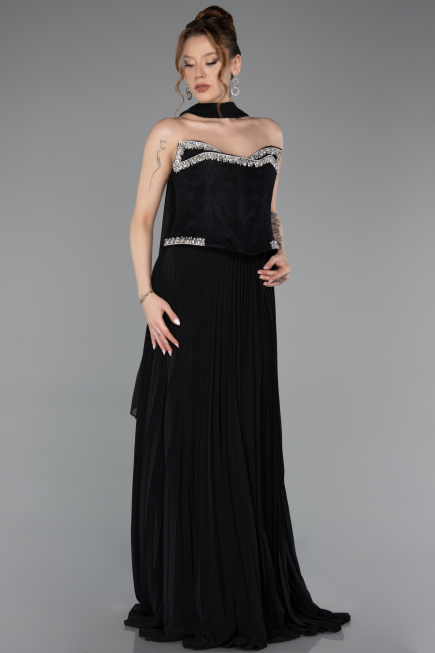 Abendkleid Lang Chiffon Schwarz ABU5917