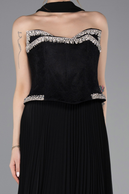 Abendkleid Lang Chiffon Schwarz ABU5917