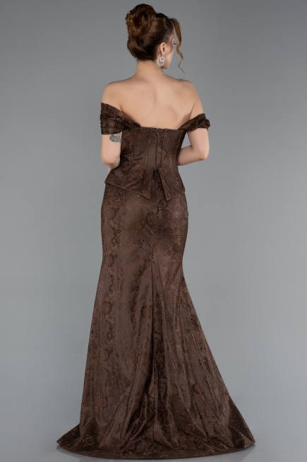 Braun Abendkleid Spitze Lang ABU5609