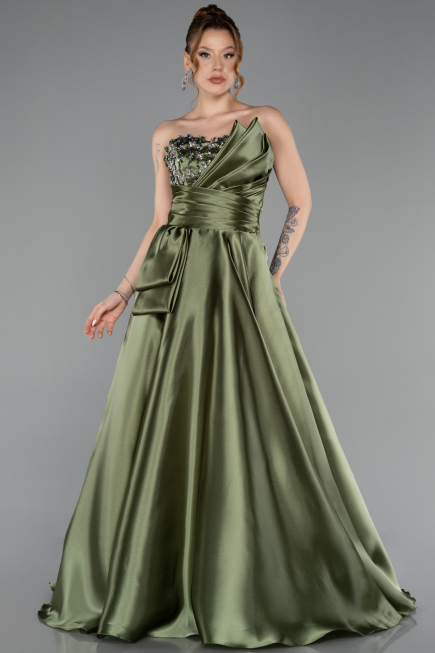 Abendkleid Lang Satin Khaki ABU5767