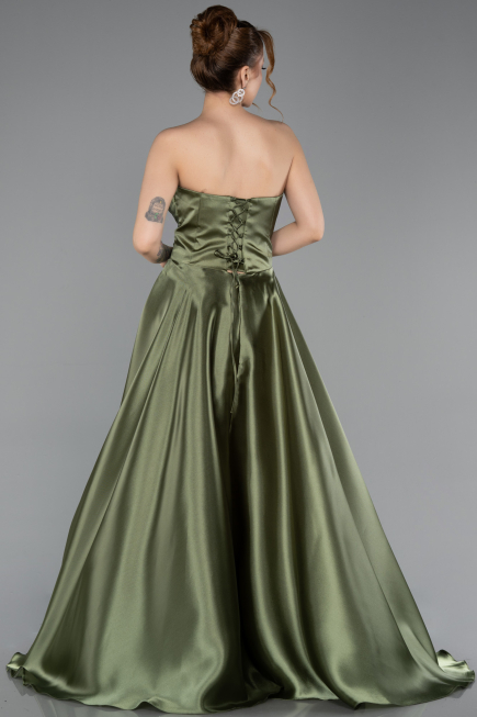 Abendkleid Lang Satin Khaki ABU5767