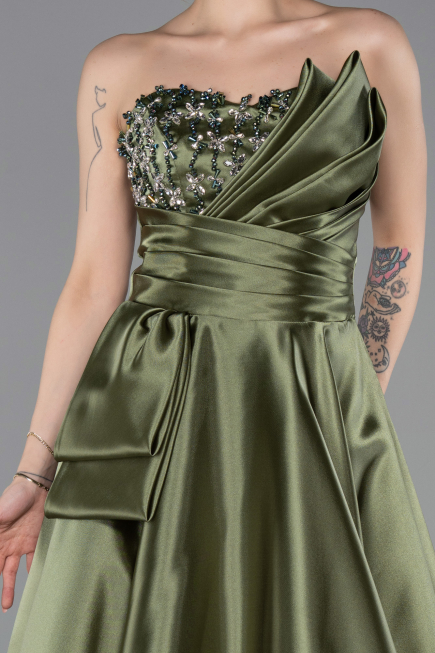 Abendkleid Lang Satin Khaki ABU5767