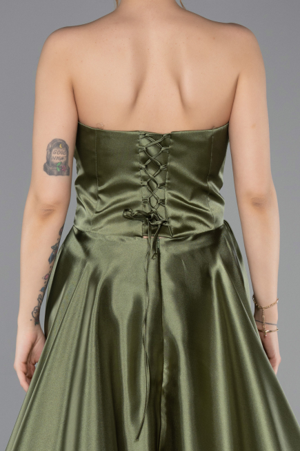 Abendkleid Lang Satin Khaki ABU5767
