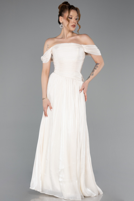 Abschlusskleid Lang Chiffon Beige ABU5920