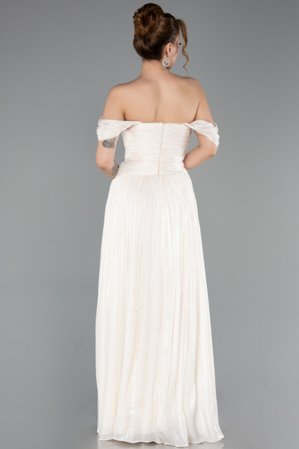 Abschlusskleid Lang Chiffon Beige ABU5920