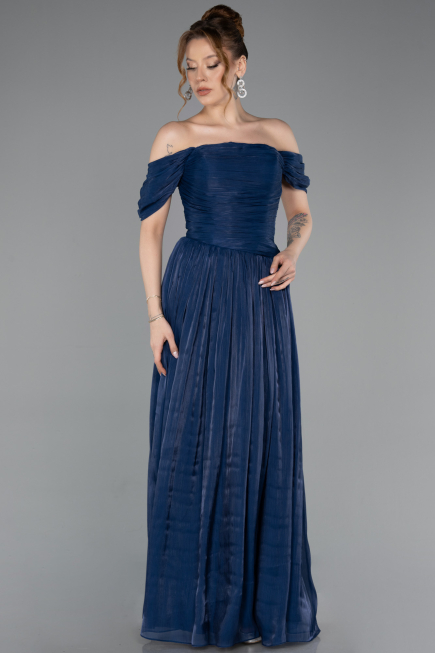 Abschlusskleid Lang Chiffon Marineblau ABU5920