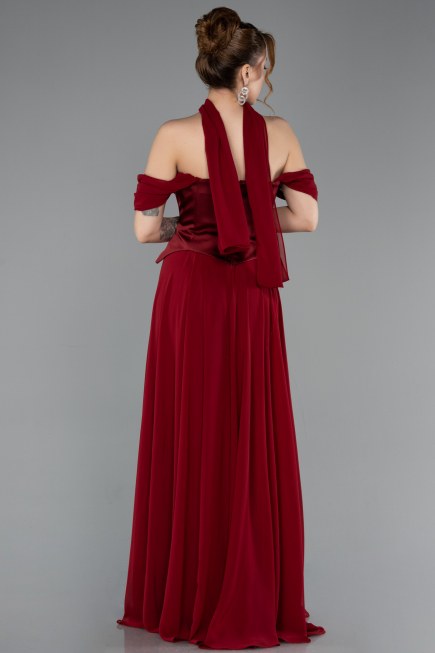 Weinrot Abendgarderobe İn Großen Größen Chiffon Lang ABU5551