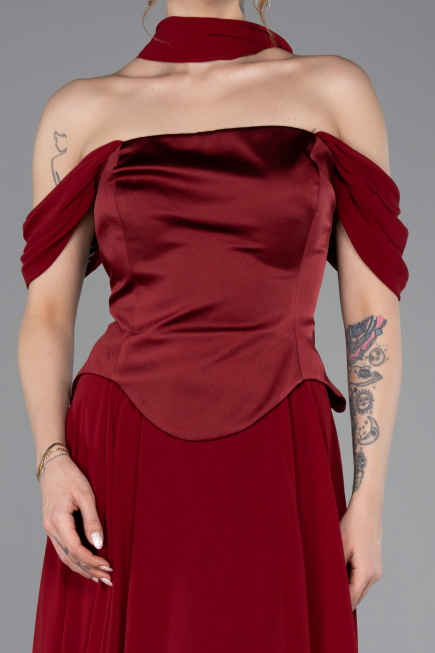 Weinrot Abendgarderobe İn Großen Größen Chiffon Lang ABU5551