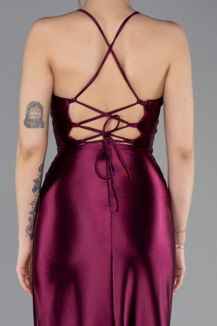 Pflaume Abschlusskleid Lang ABU3247