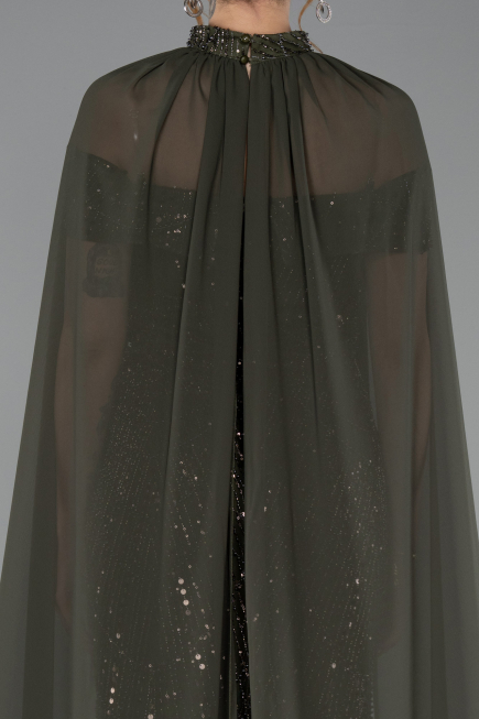 Abendkleid Lang Perlenbesetzt Khaki ABU5915