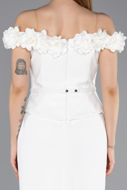 Partykleid Midi Weiß ABK2583