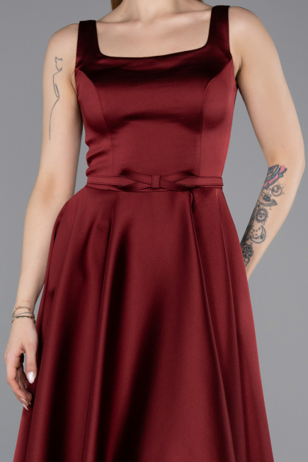 Partykleid Midi Satin Weinrot ABK2586