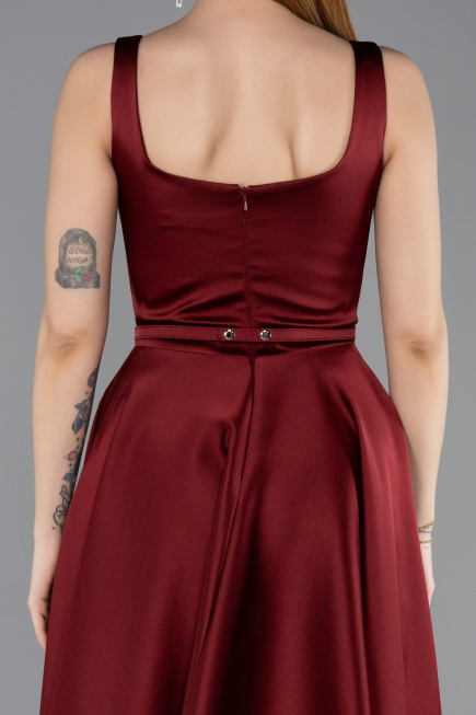 Partykleid Midi Satin Weinrot ABK2586