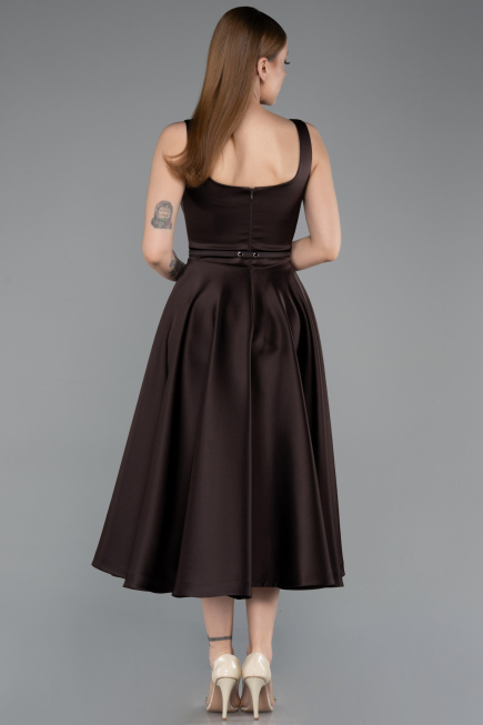 Partykleid Midi Satin Braun ABK2586