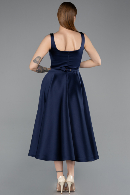 Partykleid Midi Satin Marineblau ABK2586