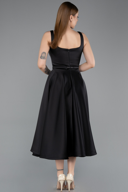 Partykleid Midi Satin Schwarz ABK2586