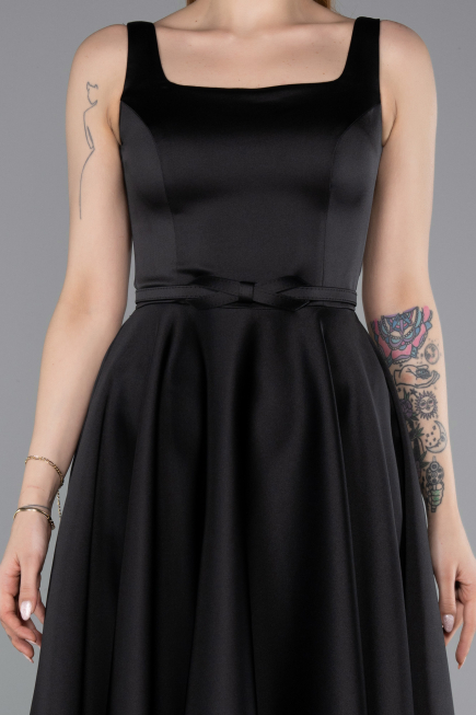 Partykleid Midi Satin Schwarz ABK2586